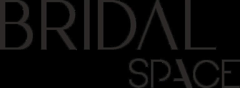 Bridal Space logo featuring gray stylized text on black background